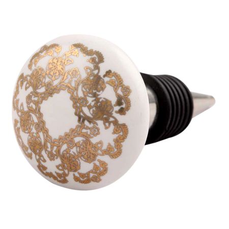 Golden Flower Flat Ceramic Wine Stopper